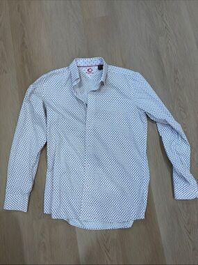 MARCO Original Penguin White Shirt with Navy Geo Dot Print